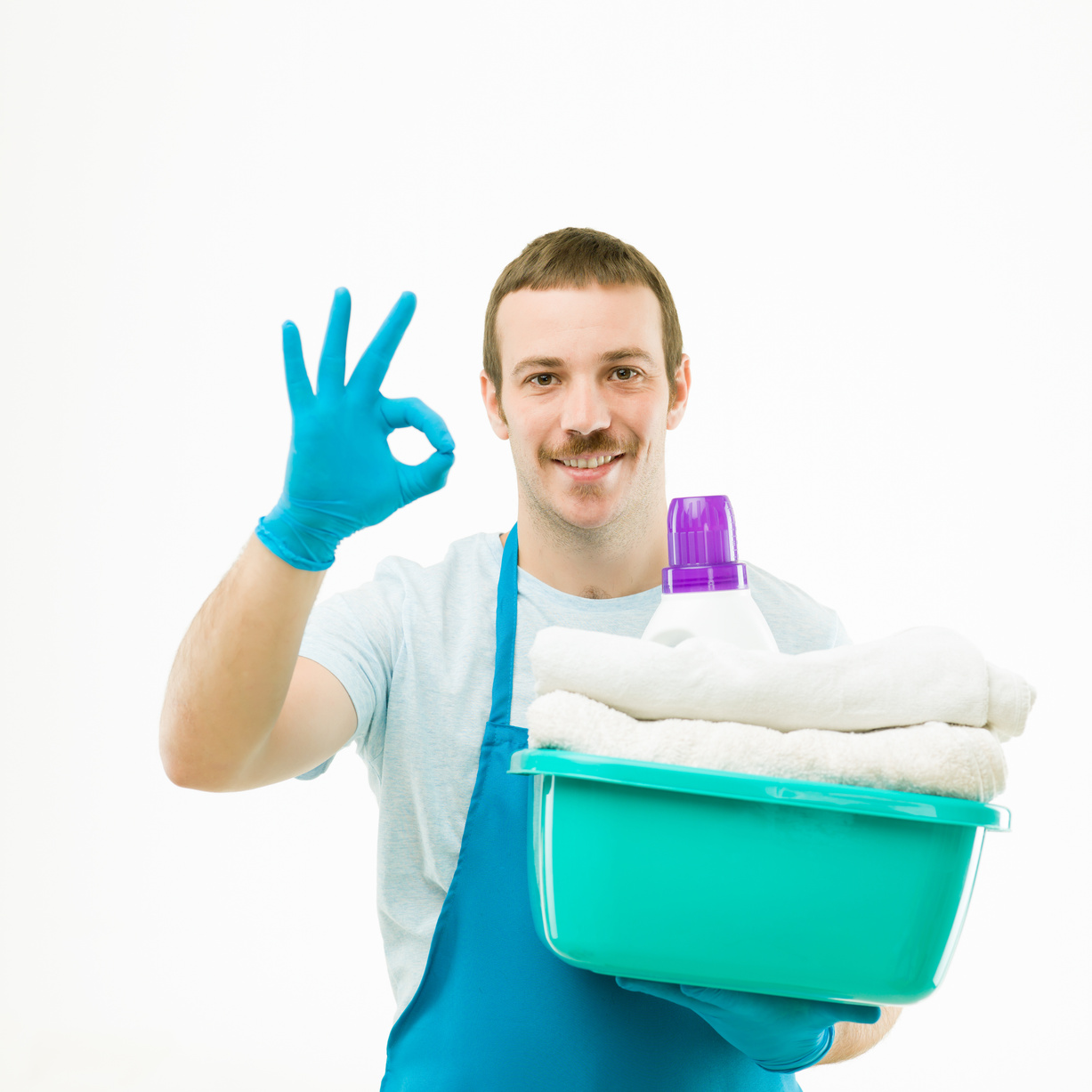 man doing laundry